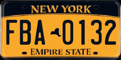 NY license plate FBA0132