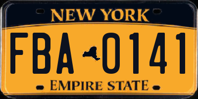 NY license plate FBA0141