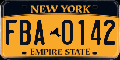 NY license plate FBA0142