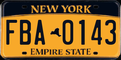 NY license plate FBA0143