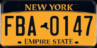 NY license plate FBA0147