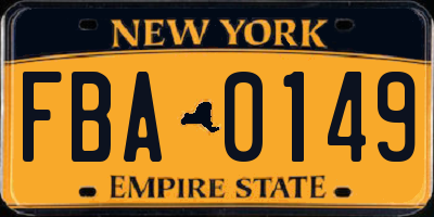 NY license plate FBA0149