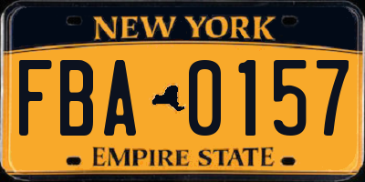 NY license plate FBA0157