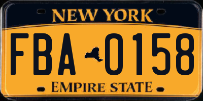 NY license plate FBA0158