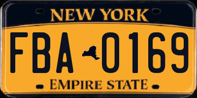 NY license plate FBA0169