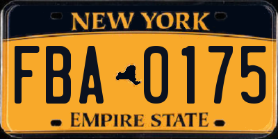 NY license plate FBA0175