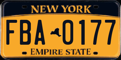 NY license plate FBA0177