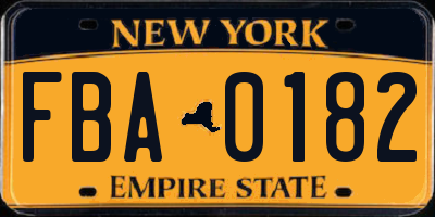 NY license plate FBA0182