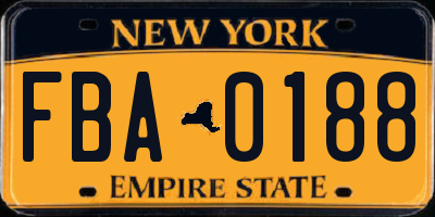 NY license plate FBA0188
