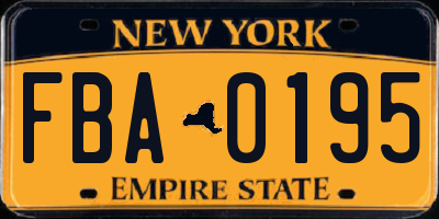 NY license plate FBA0195