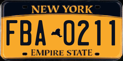 NY license plate FBA0211