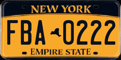 NY license plate FBA0222