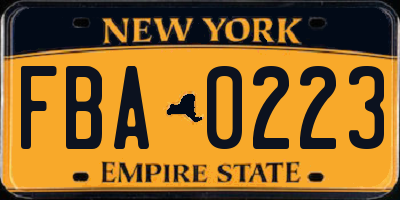 NY license plate FBA0223