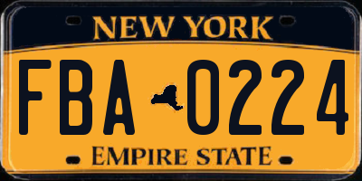 NY license plate FBA0224