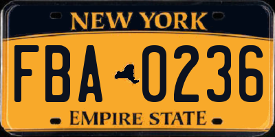 NY license plate FBA0236