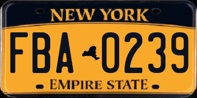 NY license plate FBA0239