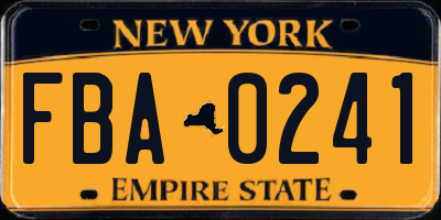 NY license plate FBA0241