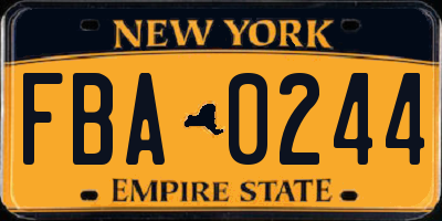 NY license plate FBA0244