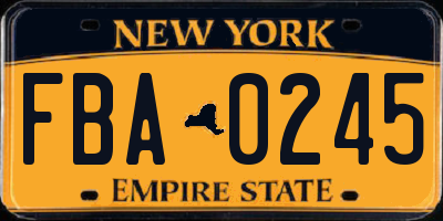 NY license plate FBA0245