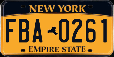 NY license plate FBA0261