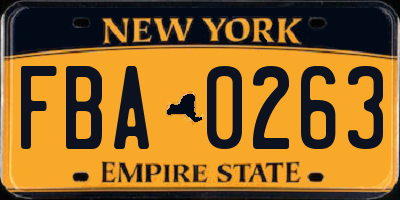NY license plate FBA0263