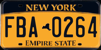 NY license plate FBA0264