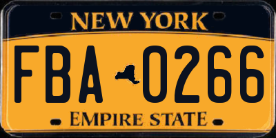 NY license plate FBA0266