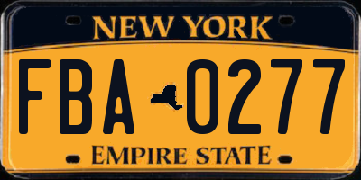 NY license plate FBA0277
