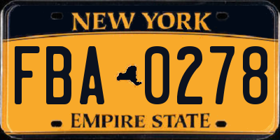 NY license plate FBA0278