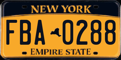 NY license plate FBA0288