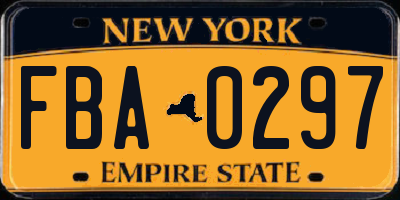 NY license plate FBA0297