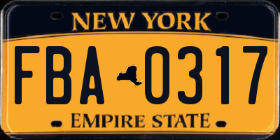 NY license plate FBA0317