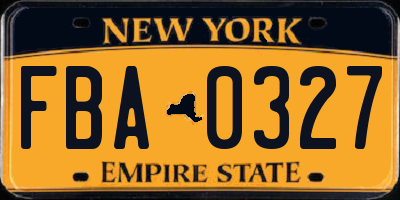 NY license plate FBA0327