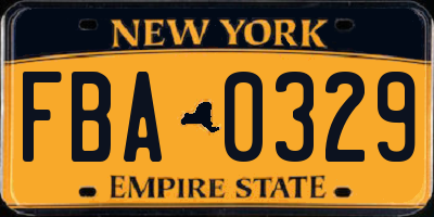NY license plate FBA0329
