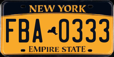 NY license plate FBA0333