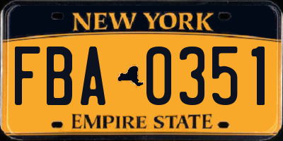 NY license plate FBA0351