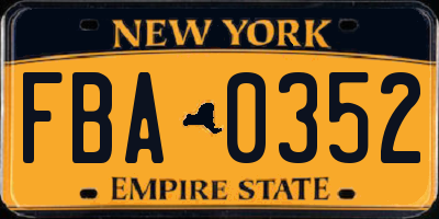 NY license plate FBA0352