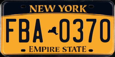 NY license plate FBA0370