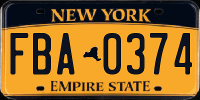 NY license plate FBA0374