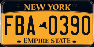 NY license plate FBA0390