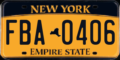 NY license plate FBA0406