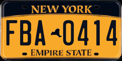 NY license plate FBA0414