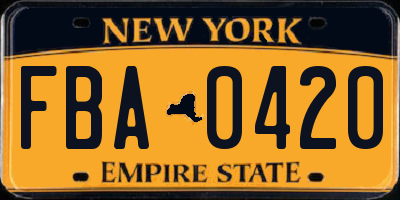 NY license plate FBA0420