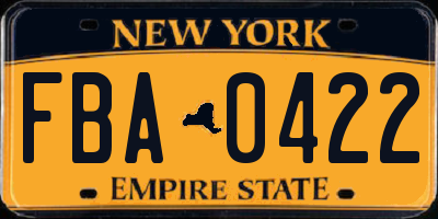 NY license plate FBA0422
