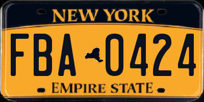 NY license plate FBA0424