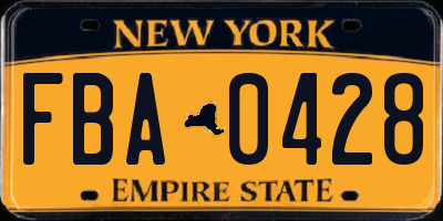 NY license plate FBA0428