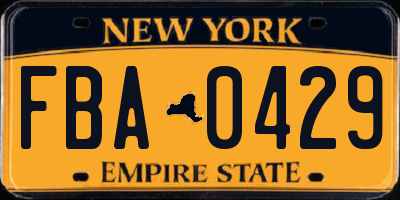 NY license plate FBA0429