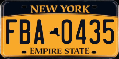 NY license plate FBA0435