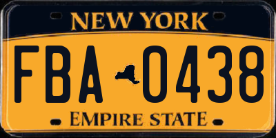 NY license plate FBA0438