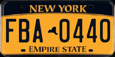 NY license plate FBA0440
